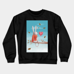 Miss you! Cute rabbit sitting in a tree thinking of his love in the autumn Crewneck Sweatshirt